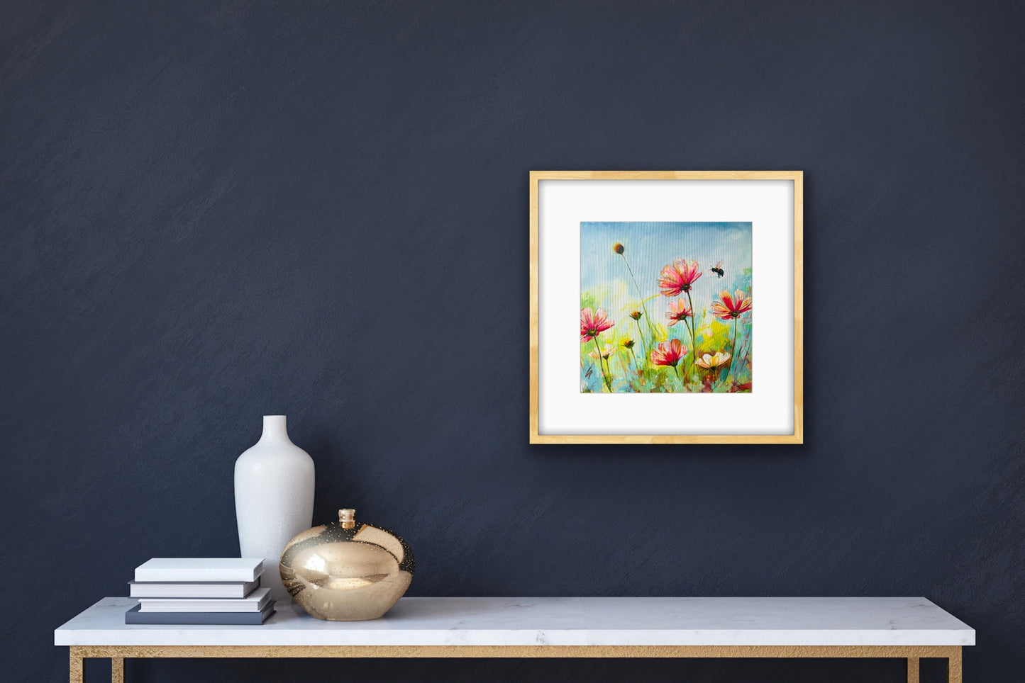 Flowers and Bee #1 Fine Art Print