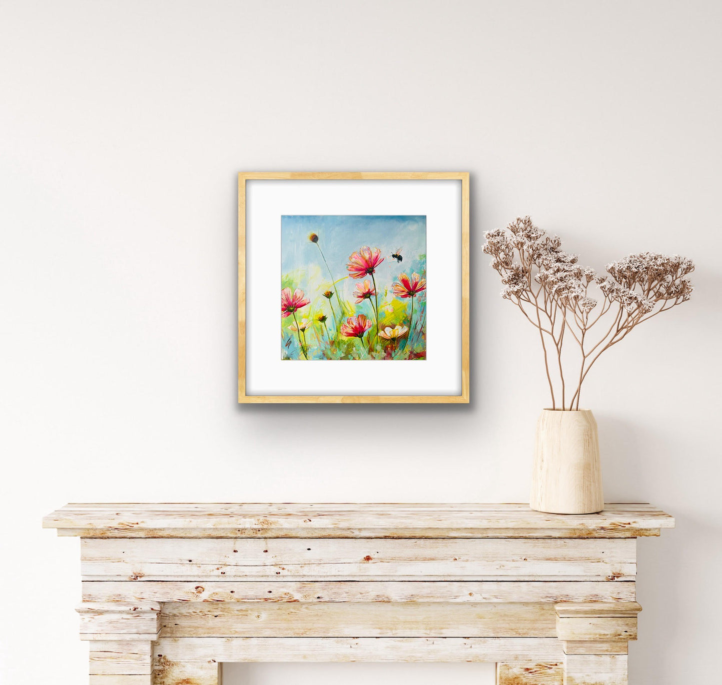 Flowers and Bee #1 Fine Art Print
