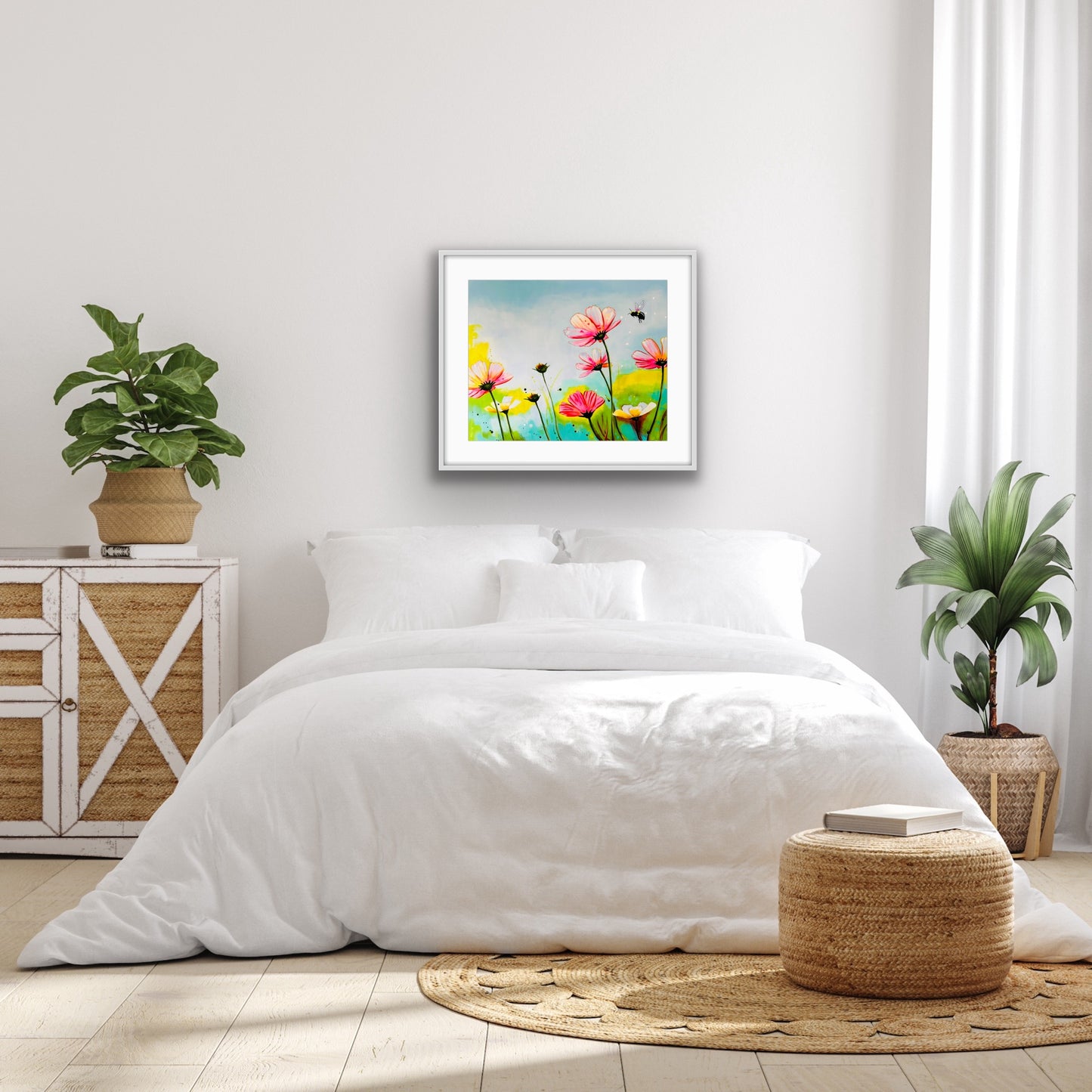 Flowers and Bee #5 Fine Art Print