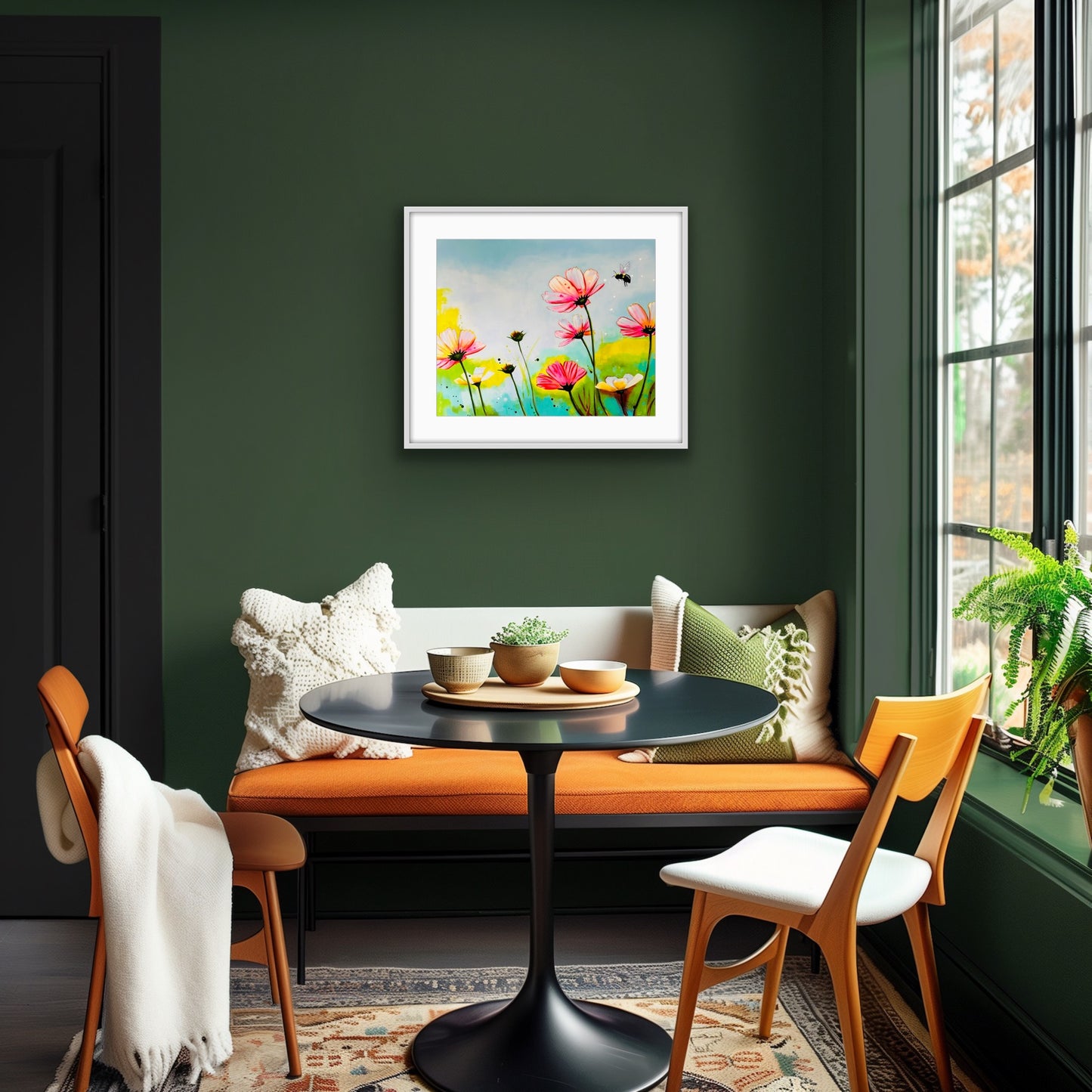 Flowers and Bee #5 Fine Art Print