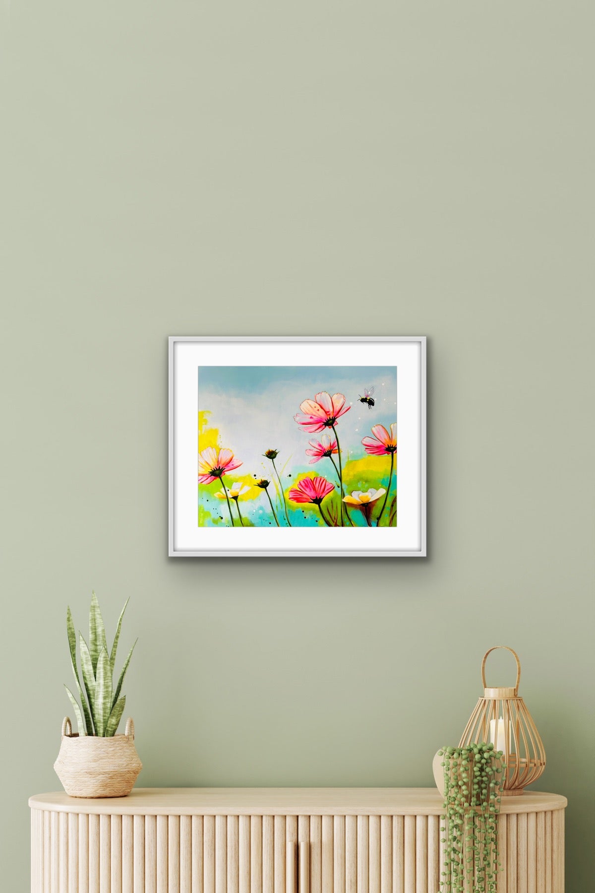 Flowers and Bee #5 Fine Art Print