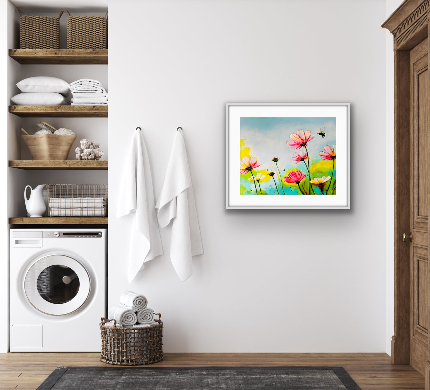 Flowers and Bee #5 Fine Art Print